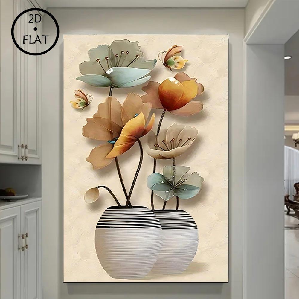 2D Flat 1pcs Framed Wood Canvas , Elegant Floral Wall Art, Home Decor, Wall Decor, Living Room, Bedroom, Office Decor, Room Decor, Mural Decor, Perfect for Room Decor