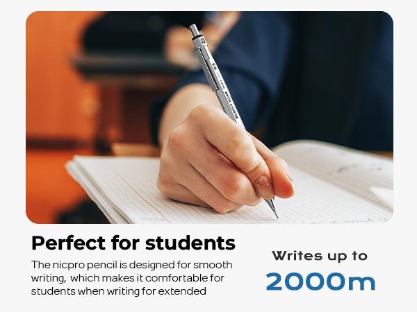 Nicpro 3Pack Blocky Gear 0.7 mm Metal Mechanical Pencils Set with Case, Lead Drafting Pencil with 8 Tube (480Pack) Lead Refills(HB 2B), 4 Erasers, 18 Eraser Refills for Art Writing, Sketching Drawing