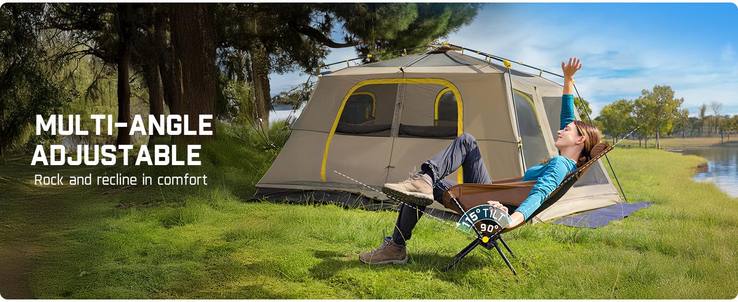 Fanttik Outdoor Zeta L8 Max Rocker Camping Chair, Multi-Angle Adjustable Camping Chair Supports 250 lbs, Portable & Lightweight, Comfort-Driven Design, High Strength Camping Chair