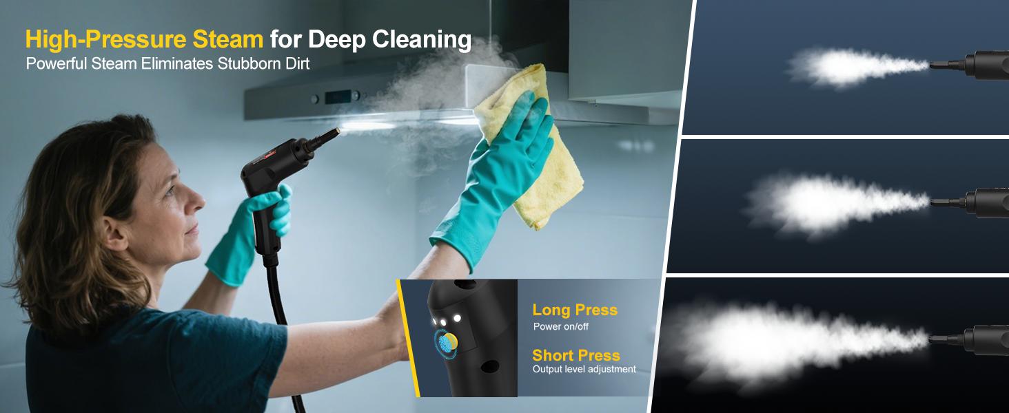 Powerful 2500W Handheld Steam Cleaner, 3-Level Handle Control, 20 Attachments