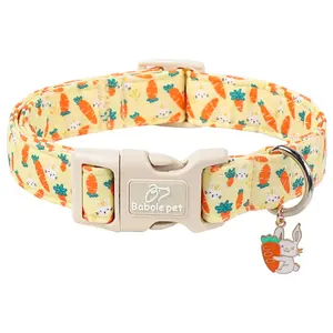 Babole Pet Easter Dog Collar - Lightweight Cute Carrot & Bunny Easter Puppy Collar - Adjustable Dog Accessory for Small Medium Large Pets
