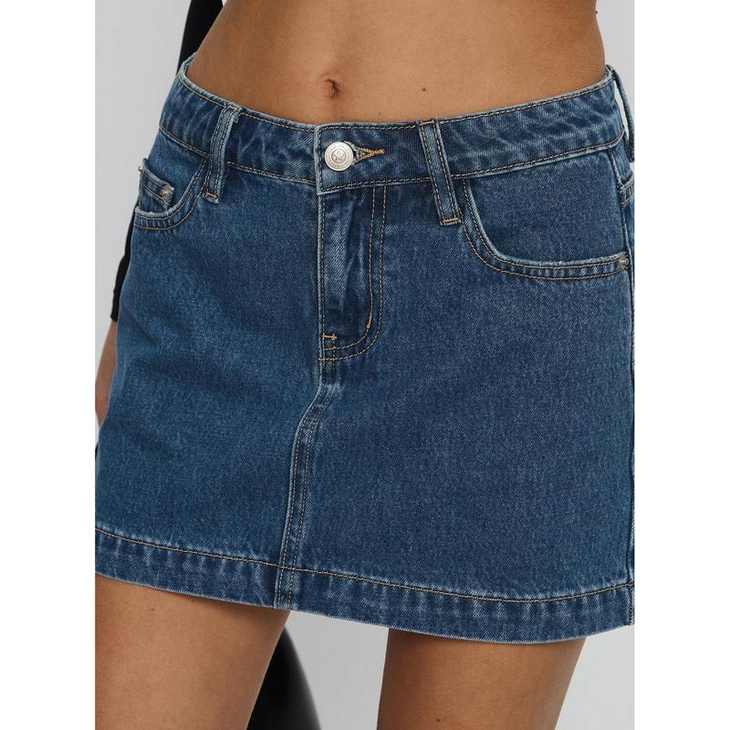 Nickei Denim Mini Skirt Mid Wash