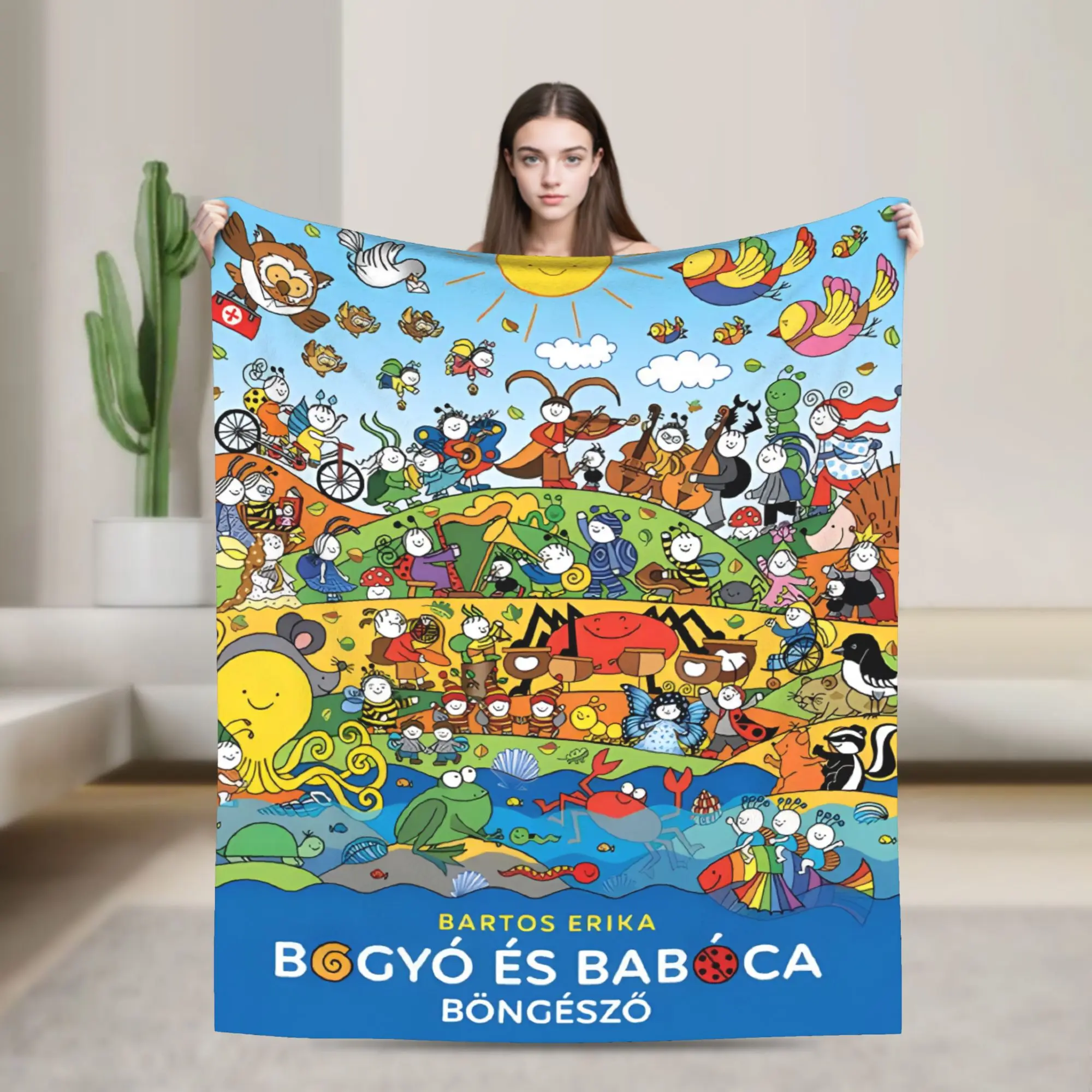 A Bogyó and Babóca inspired wool blanket, with its modern style and exquisite patterns, is perfectly suited for use on beds or sofas, making it an ideal gift for all seasons.
