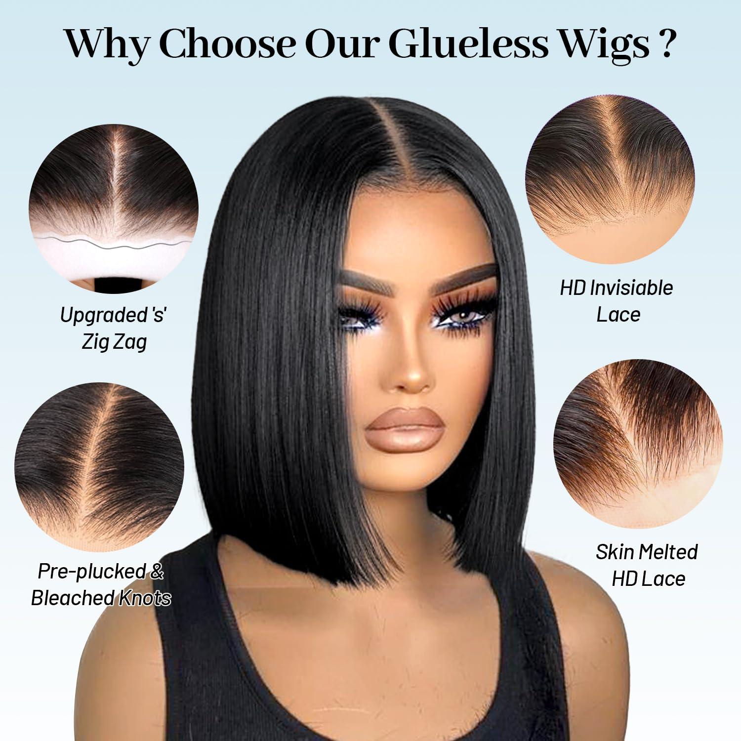 Hot Sale Glueless Wigs Short Bob Bone Straight Best 100% Human Hair Wig for Women Ready To Wear And Go 6x4 HD Lace Frontal Wig Brazilian Black Wigs On Sale