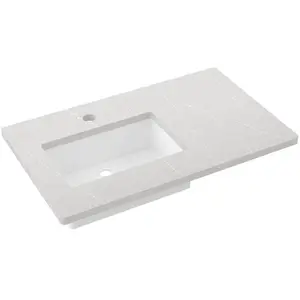Vanderloc 37" Silestone® Quartz Vanity Top Single Rectangle Offset Sink