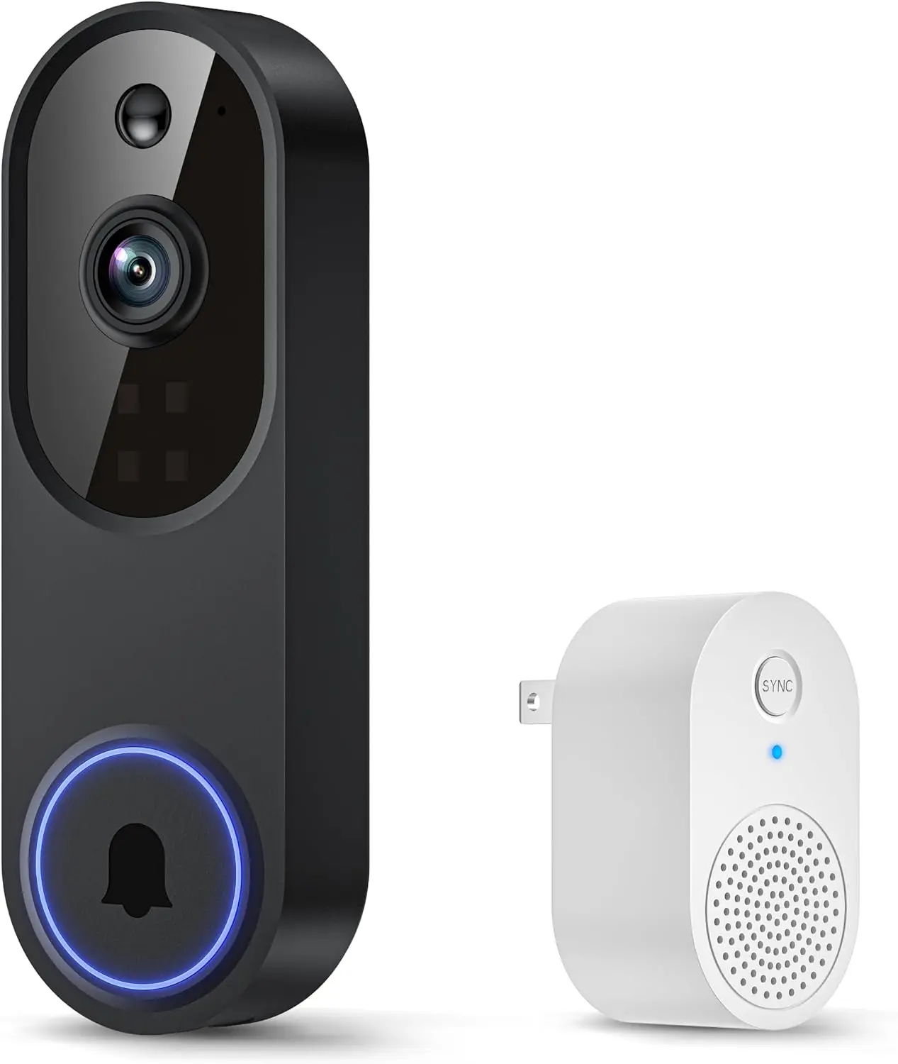 1080p Smart Wi-Fi Doorbell Camera with Doorbell Receiver, AI Motion Detection, Night Vision, Cloud Storage, 2 Way Audio, Battery Powered, 2.4GHz Wi-Fi Only