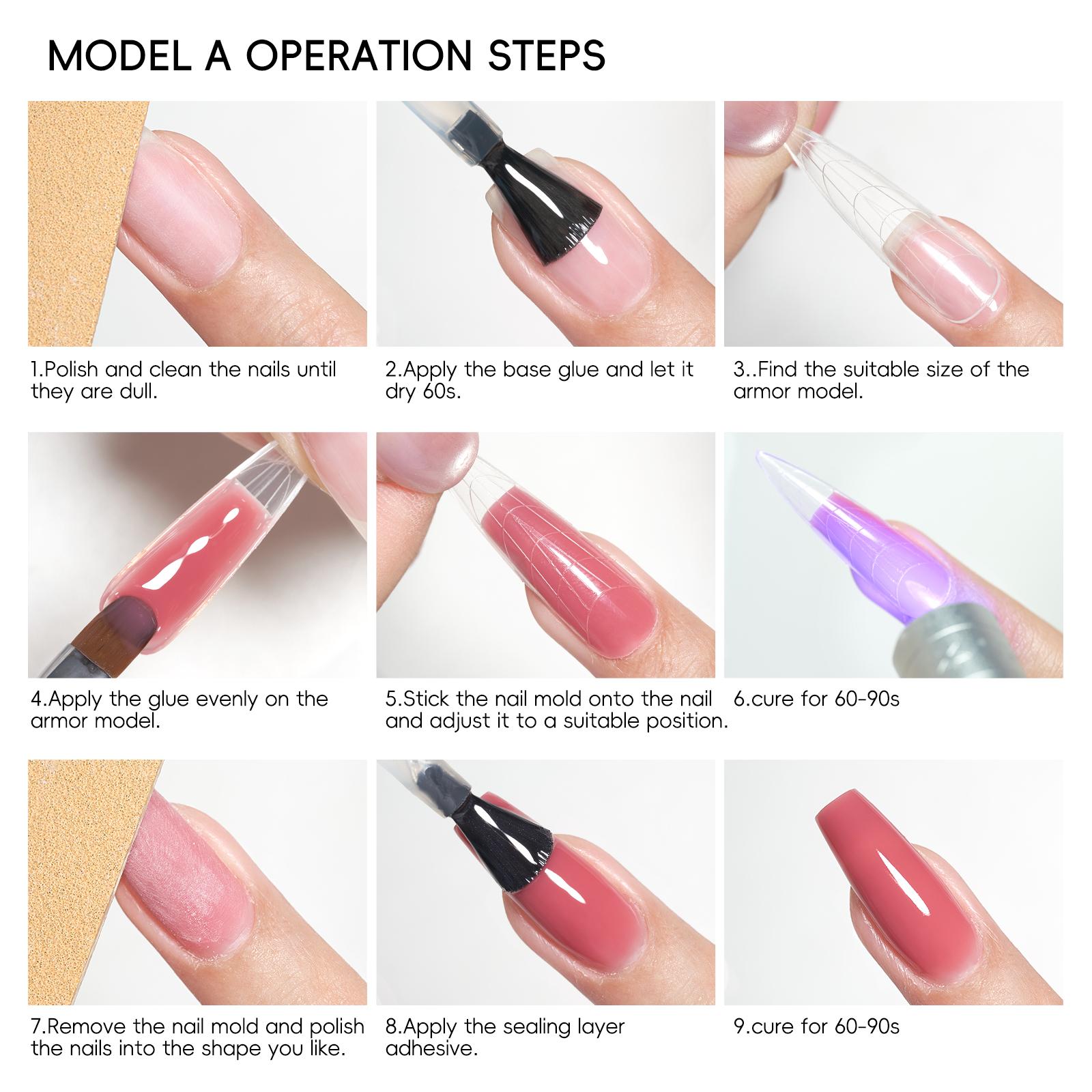 TRICOLOR FISH 3in1 Building Gel Set 4 Colors French Rectangular Pastel Soft Gel Nail Art Short Oval Square Extension DIY Home Nail Art Pen Base Coat