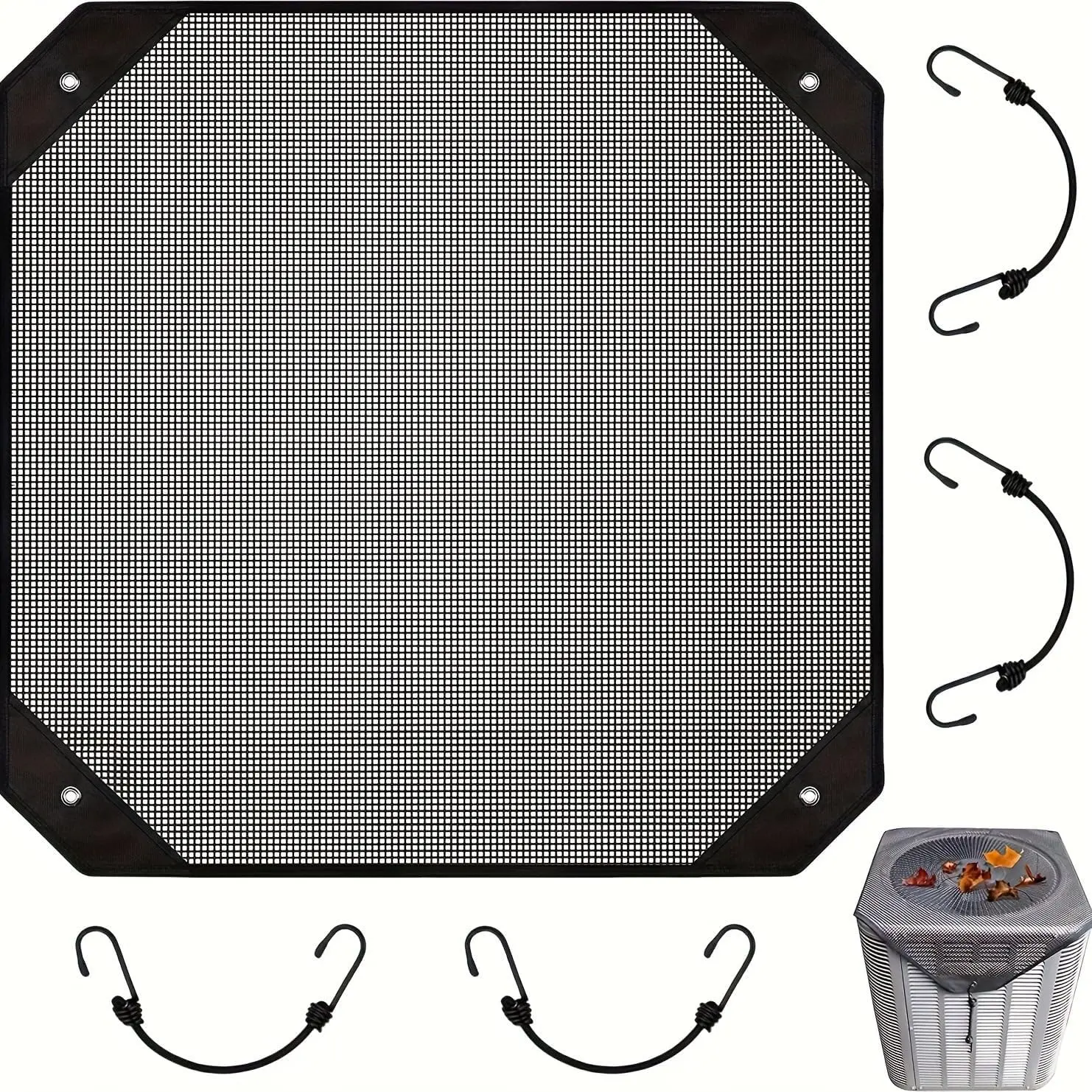 36" Universal AC Cover for Outside Units, Heavy-Duty Mesh AC Condenser Cover with Bold Rope and Windproof Hooks, All-Season Heat Pump or HVAC Protection