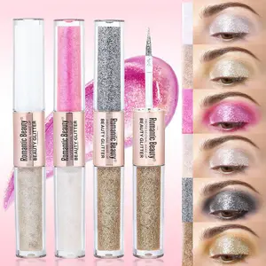 Liquid Glitter Shimmer Metallic Eyeshadow Set Glitter Sparkle Colorful Liquid Eyeliner Makeup Set with Lipliner Cosmetic