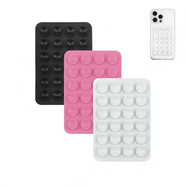 4-Pack Silicone Phone Grip Mount Random Color with 24 Suction Cups for Hands-Free Use on Smooth Surfaces Compatible with Most Mobile Phones
