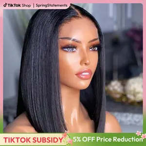 West Kiss Ready Go Pre Cut Glueless Bob Wig Straight Lace Front Human Hair Wig Pre Bleached Pre Plucked With Baby Hair SpringStatements