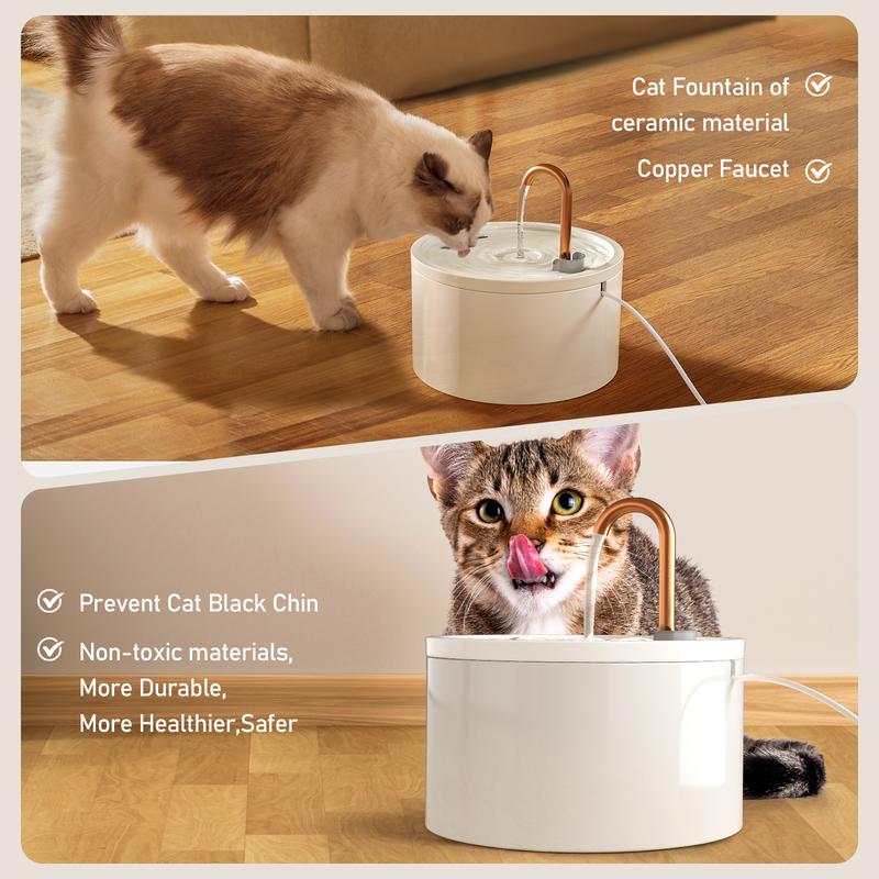 2.1L Ceramic Cat Fountain D02 Ultra-Quiet Easy-Clean Automatic Water Bowl Feeder with Dual Filtration System BPA-Free Natural Craftsmanship|Wired plug-in model 2.1L Ceramic Cat Fountain D02 Ultra-Quiet Easy-Clean Automatic Water Bowl Feeder with Dual Filtration System BPA-Free Natural Craftsmanship|Wired plug-in model