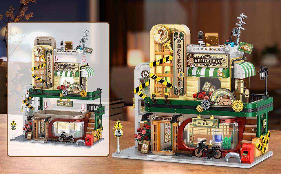 INSOON Detective Agency Building Set with LED Lights, 1231 Building Blocks for Adults, Teens, Kids, and Girls (6-12+), Office Construction Model