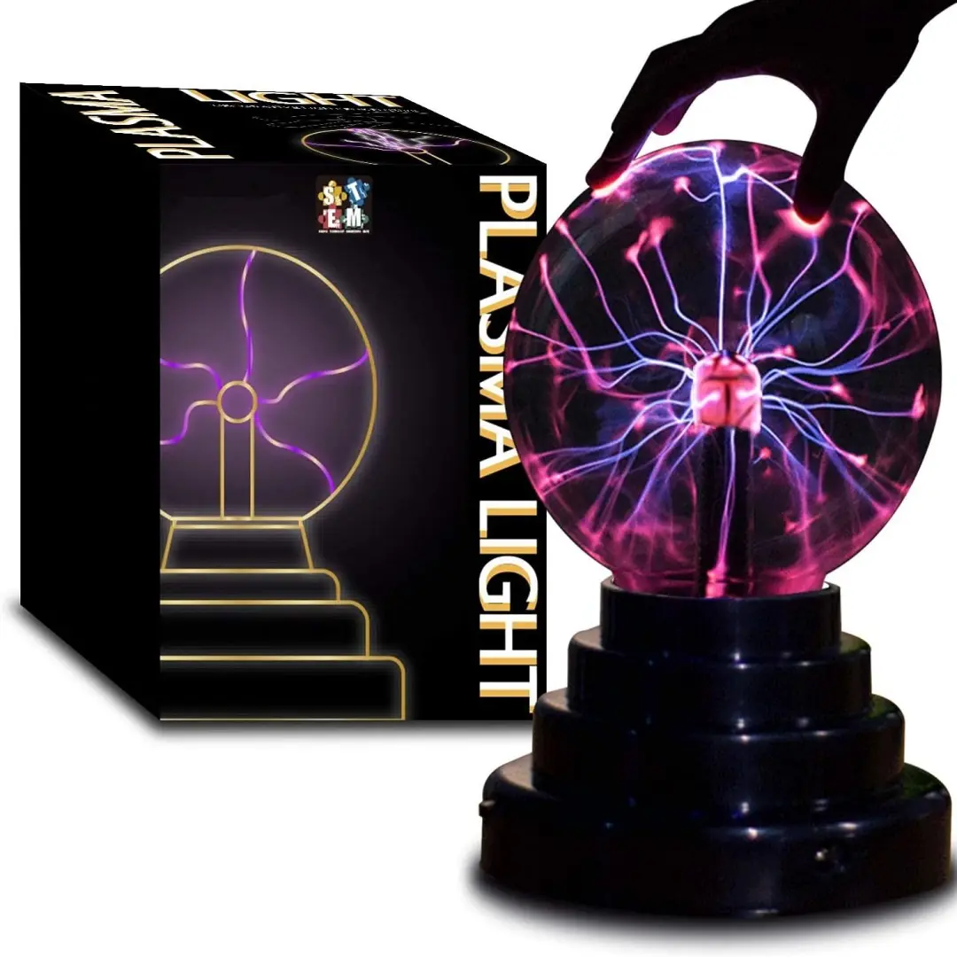 6IN USB Plasma Ball Lamp - Touch-Sensitive Nebula Globe, USB/Battery-Powered 4x4x6IN Interactive Night Light, Room Decor, Laptop/Power Bank-Usable Novelty Lighting, Unique Gifts, Computer, Car Adapter