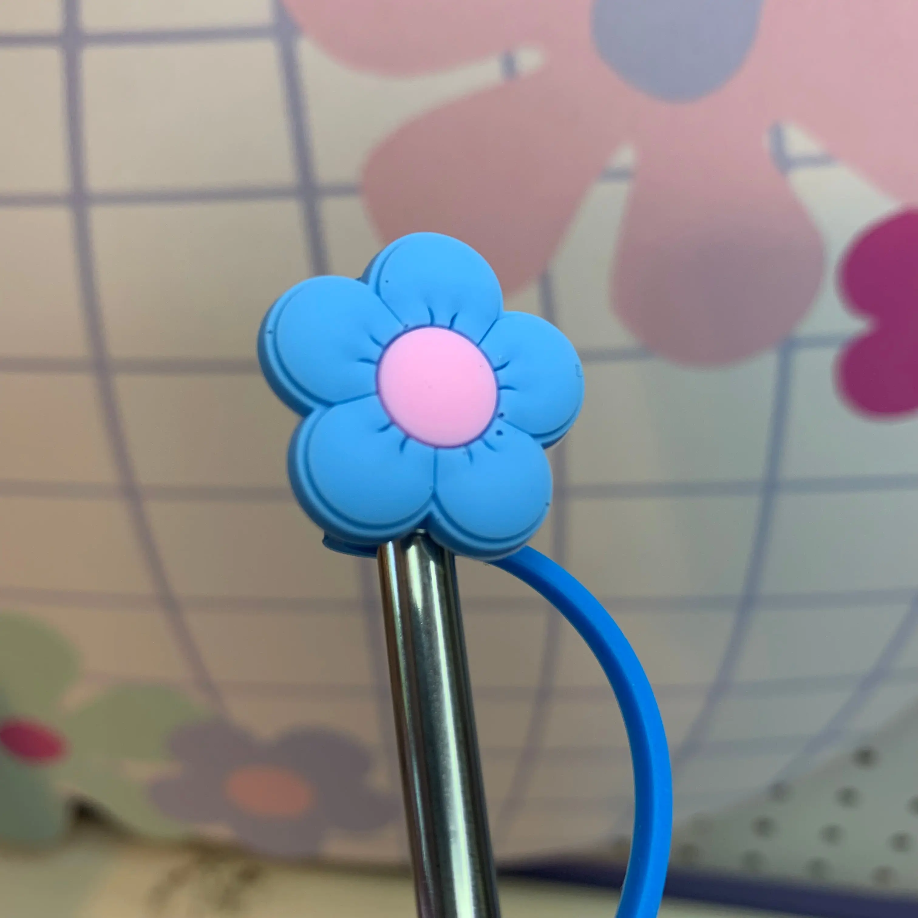 Reusable Flower Straw Topper, Multicolor Cutie Flower Drinkware Decor, Ideal for Tumblers and Containers, Reusable Straw Topper