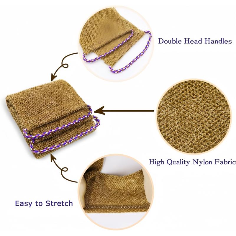 3 Pieces African Net Sponge with Handles Long African Exfoliating Net Washcloth Bath Sponge Net Cloth Wash Net Body Back Scrubber for Shower Loofah