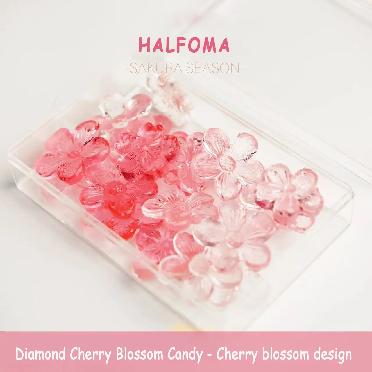 Viral Pink Sakura Cherry Blossom Light Sweet Crystal Candy 65g Gift Box Perfect for Cake Topping,Birthday Gift,Afternoon tea