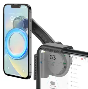 Magsafe Tesla Phone Mount, Magsafe Strongest Magnetic Tesla Phone Holder for Tesla Model 3/Model Y/Cybertruck Accessories 2024, No Glue for Car Phone Mount for Tesla with Magnetic Ring Fits for All Phone