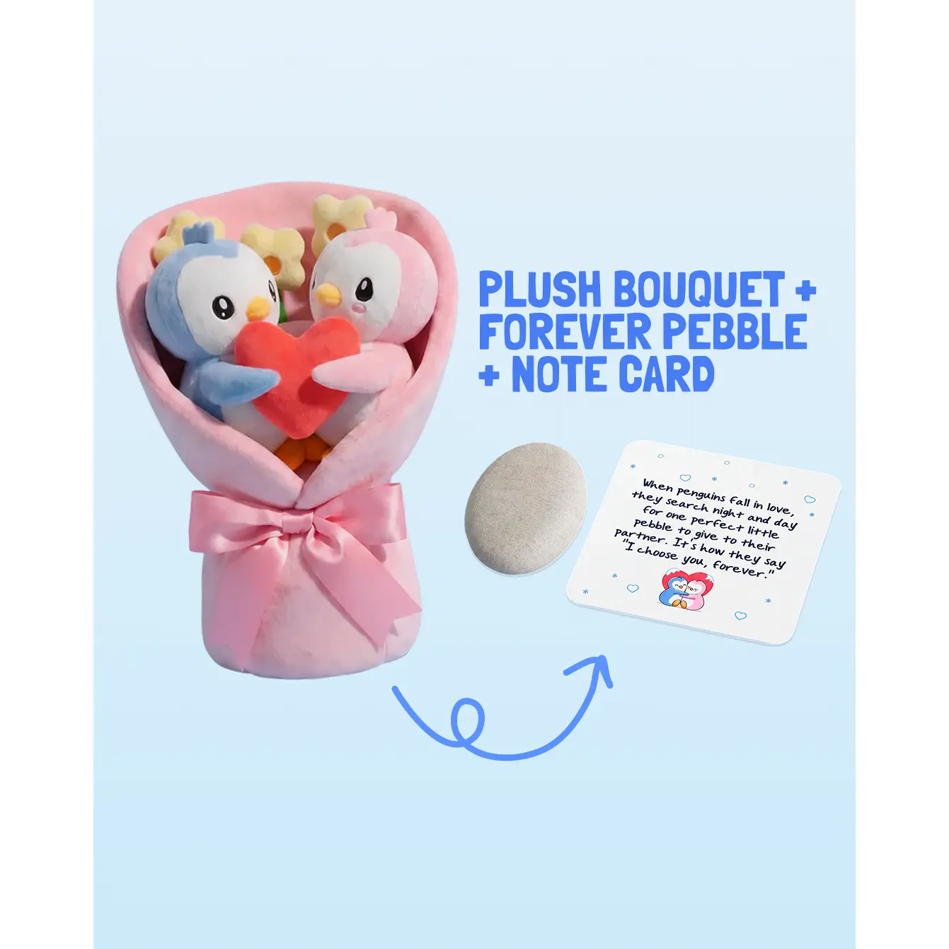 PLUSH BOUQUET + FOREVER PEBBLE BUNDLE