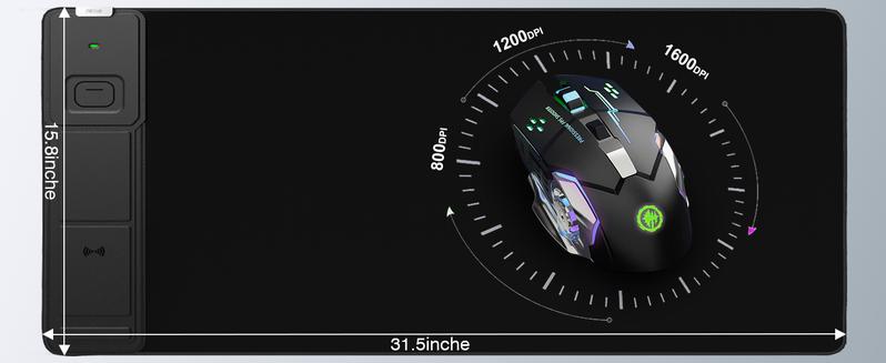 XXL Gaming Mouse Pad with 15W Wireless Charging, 31.5x15.75 Inch XXL Size, Micro-Weave Cloth, Non-Slip & Waterproof, Adjustable Angle, International Warranty Desk Accessories 【Christmas】