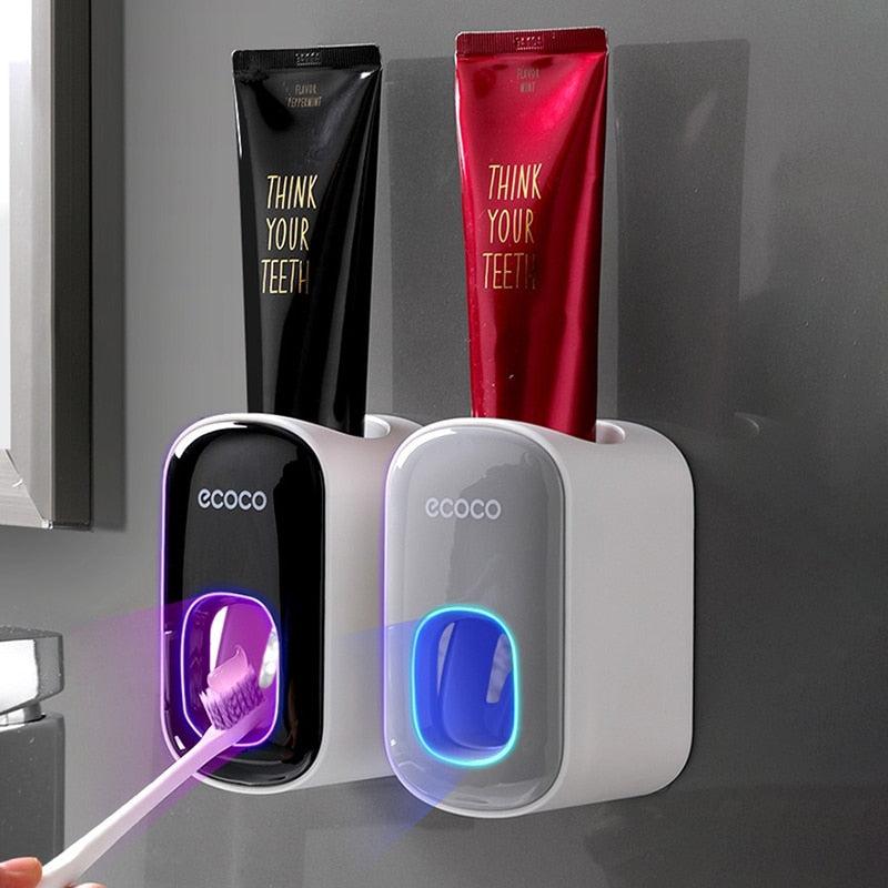 Wall Mount Automatic Toothpaste Dispenser with Toothbrush Holder Water ...