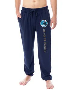 The Polar Express Men's Train Movie Film Logo Sleep Jogger Pajama Pants For Adults
