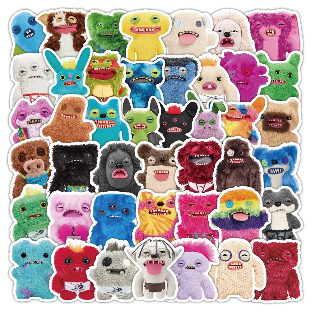 50pcs Cute Ugly Cartoon Toothed Monster Sticker Decals, Creative Decorative Envelope and Car Stickers, Automotive Decals, Cool Car Decoration, Cute Doll Decals for Vehicles