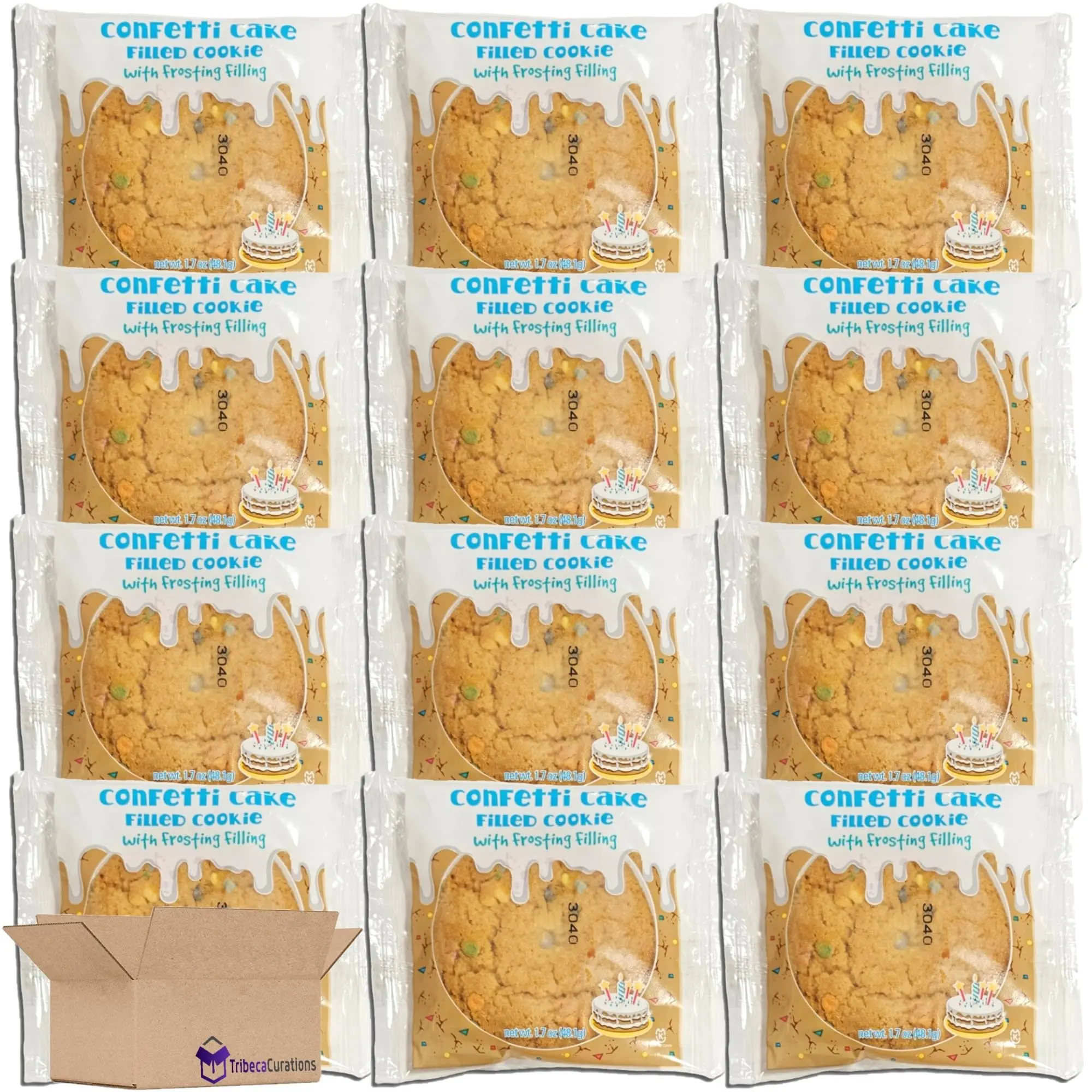 Confetti Cake Cookies Filled With Icing, Nostalgic School Snacks, 12 Pack