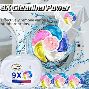50 pcs 6-in-1 fragrance laundry gel beads, 6 laundry effects, can keep your clothes fragrant, suitable for home and gift giving