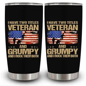 Veteran Grumpy Gifts – 20oz Black Veteran Tumbler, Tumbler for Veterans, Army, Navy, Air Force, Marine Corps, Veterans Day Gift for Men, Him (black)