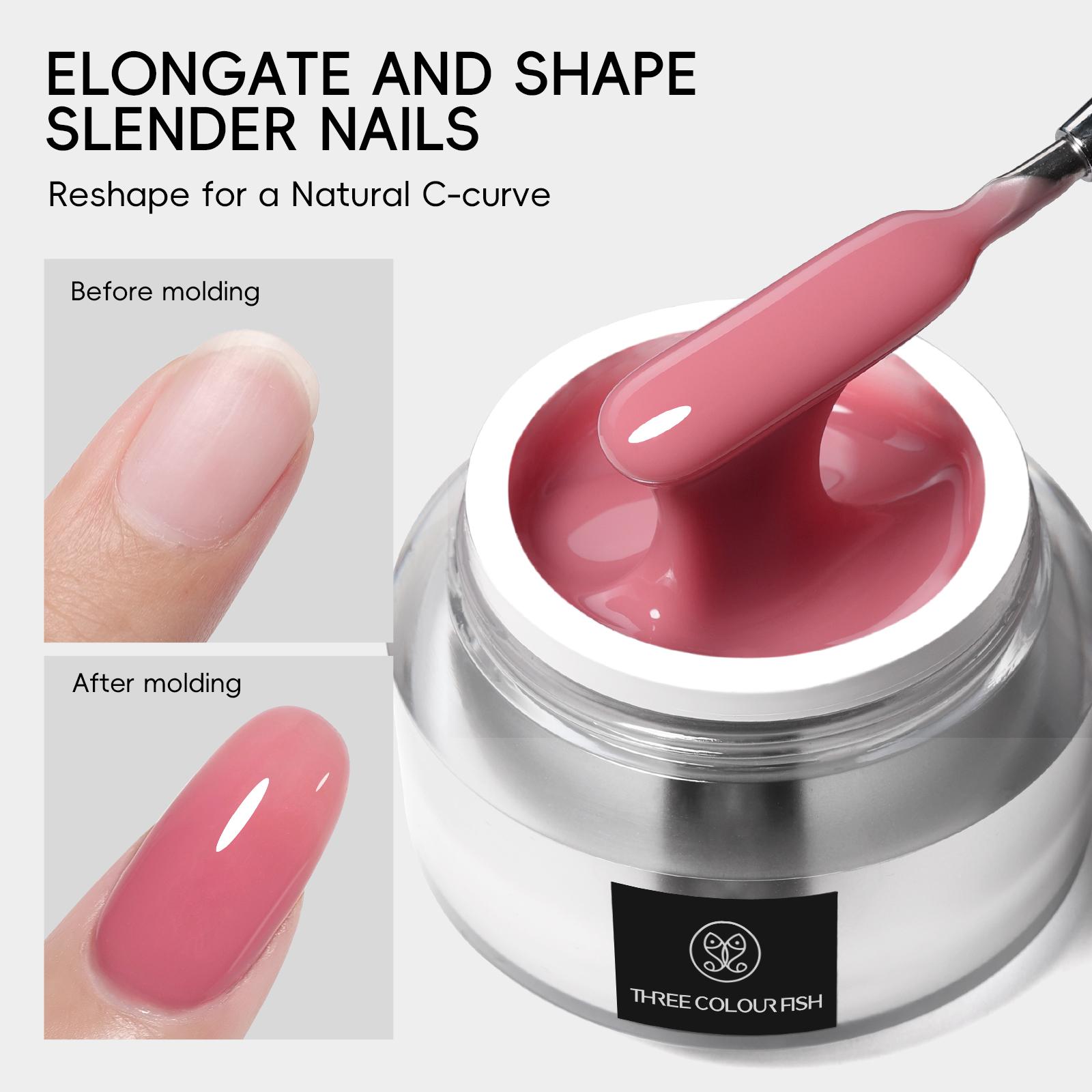 TRICOLOR FISH 3in1 Building Gel Set 4 Colors French Rectangular Pastel Soft Gel Nail Art Short Oval Square Extension DIY Home Nail Art Pen Base Coat