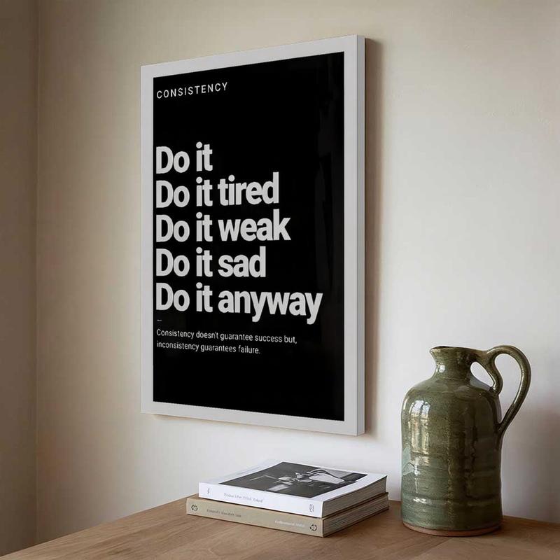 Motivational Canvas Wall Art - "Take Action" Perseverance Poster, Black Background White Text,Suitable For Home, Office, Gym Or Workspace Decor, Wall Art Poster, Perfect Room Decoration