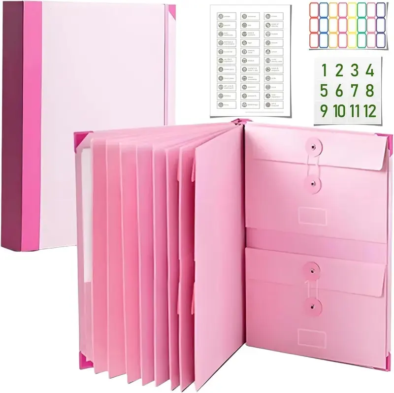 Accordion Folder Binder for Office Filing - Expandable Paper Document Holder with 3 Horizontal+Vertical Pockets, Illustrated Labels, Resealable Closure, 11x12 in, Organizes Financial Records/Estate Plans (0.5 in Thick, 1.39 lbs)