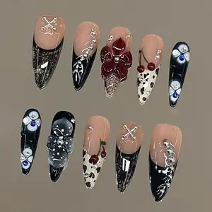NailVesta GOTHIC MIST – 100% Handcrafted 3D Press-On Nails | Reusable, Long-Lasting, Salon-Quality