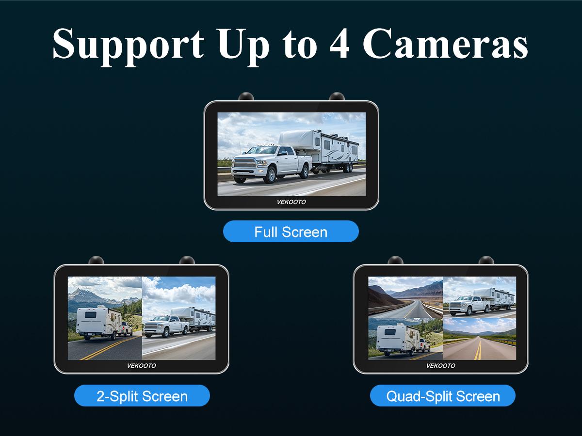 VEKOOTO VK7Pro Magnetic Solar Wireless Backup Camera 7'' IPS Touchscreen HD1080P No Wiring Rechargeable for RV Trailer Camper Car Blind Spot Truck Automotive Backup Camera Easy Install No Tools Needed