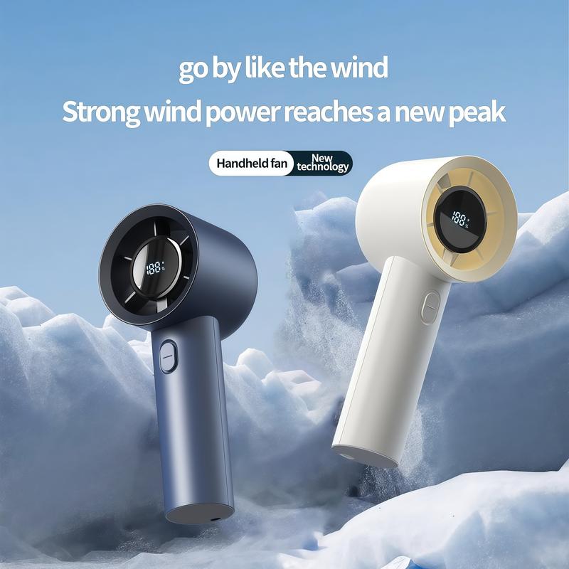 LMMAKE Handheld Portable Fan with 100 Gear Turbo Wind, USB Charging, LED Display, 2000mAh Battery, High Speed, Rechargeable, for Travel & Gifts