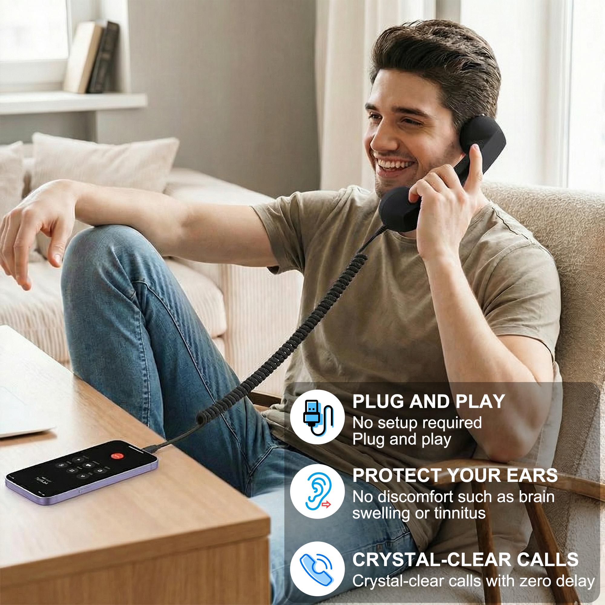 Retro Style Landline Telephone Handset - 2026 New Type-C Plug Wired ...