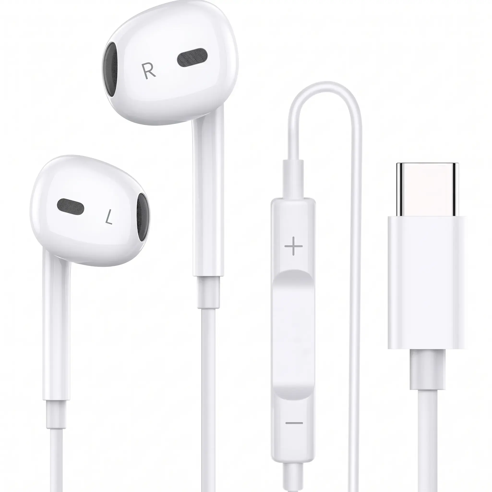 Wired USB‑C Earphones with Mic, Volume Control, HiFi Stereo ‑ Compatible with for iphone 17/17 Pro/16/15, Samsung S25/S24/S23, Pixel 10/9, OnePlus & USB‑C Phones