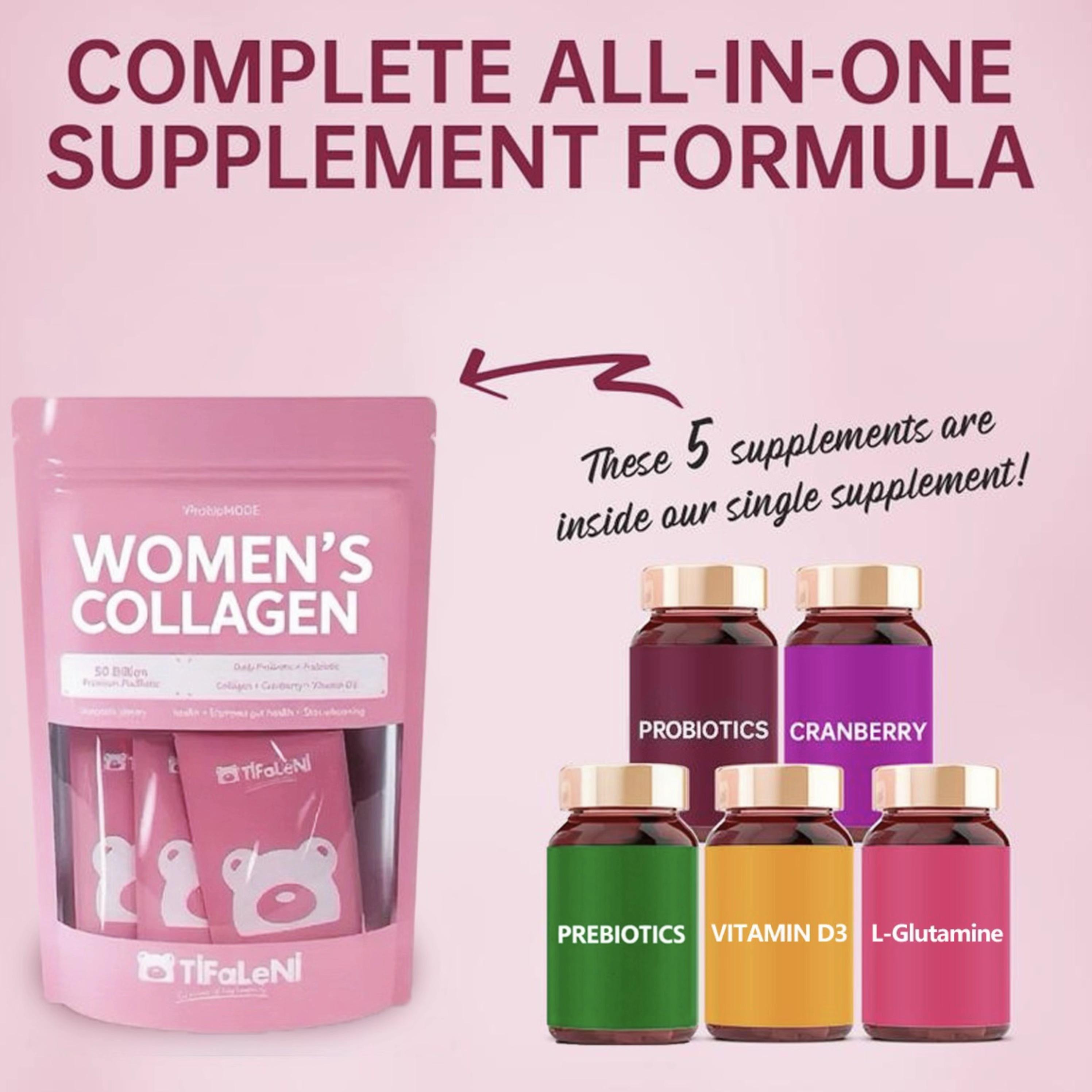 TiFaLeNi Women's Collagen Peptides Powder for Hair Skin Nails & Joint Support Hydrolyzed Grass-Fed Non-GMO Protein Natural Dual Blend