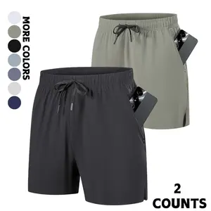 Men’s 2-Pack Athletic Shorts with Zipper Pockets for Running and Fitness