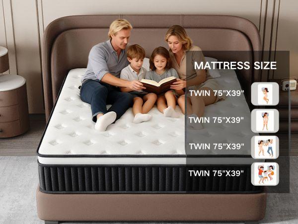 12/14 Inch Twin Full Queen King , Hybrid Memory Foam Mattress in a Box | Pocket Spring + Zoned Support | Soft and Comfortable, Pressure Relief, Medium Firmness, CertiPUR-US Certified( queen size mattress | full size mattress) fort able Coil sleep modern