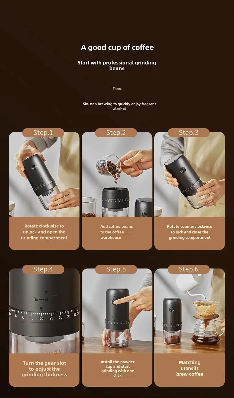 Portable Electric Coffee Grinder, 40 Gears Adjustable Settings, Rechargeable Mini Coffee Grinding Machine, ABS Material, Ideal for Coffee Enthusiast Portable Electric Coffee Grinder, 40 Gears Adjustable Settings, Rechargeable Mini Coffee Grinding Machine, ABS Material, Ideal for Coffee Enthusiast