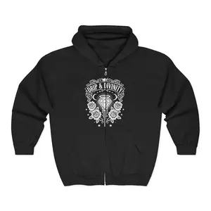 Camp & Country Zip Hoodie — Vintage Floral Crest Full-Zip Sweatshirt