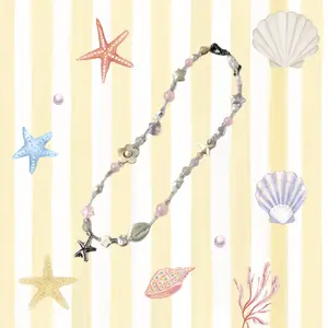Handmade Seashell Flower Necklace – Mermaid Beach Jewelry, Summer Ocean Aesthetic Necklace