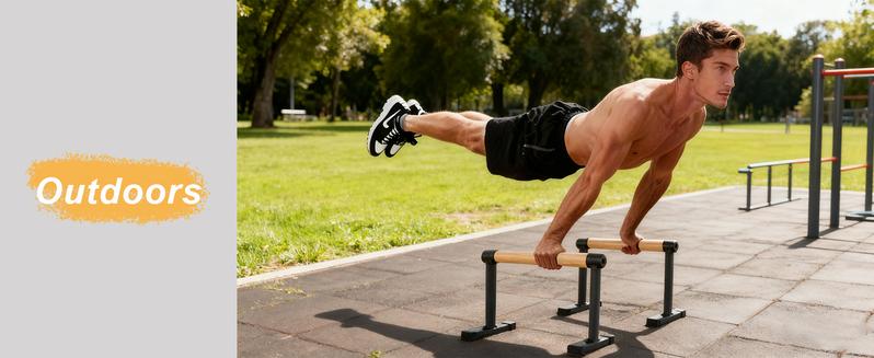 Trlakepreble Wooden Parallel Bars 20" x 12" Dip Bar with Thick Beech Handles for Home Gym, Strength Training, Handstand, L-Sit, Gymnastics, Anti-Slip Mats, 700lbs Capacity, Easy Installation