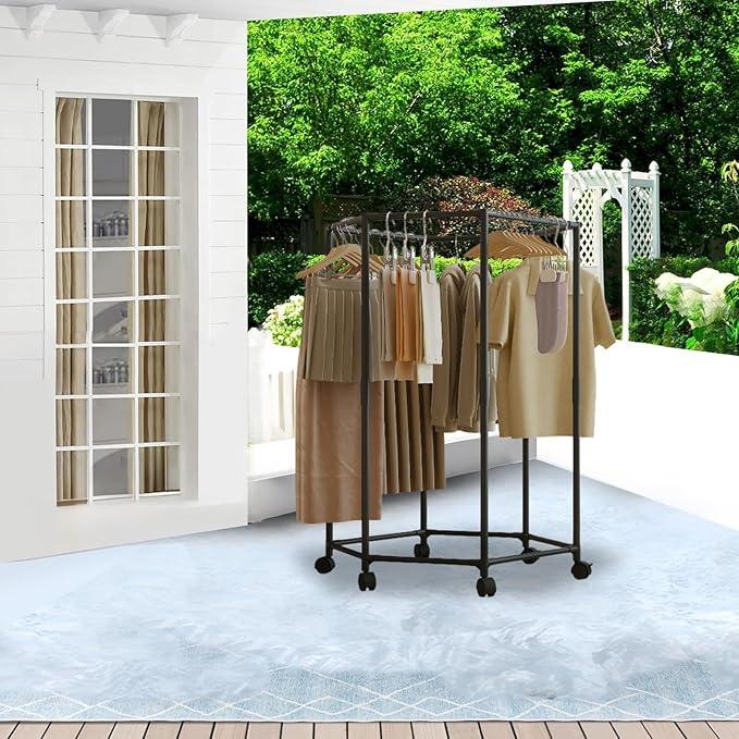 Space Saving Holder Clothes Rack with Wheels for Hanging Garments Ideal for Bedroom Laundry Room and Balcony Storage