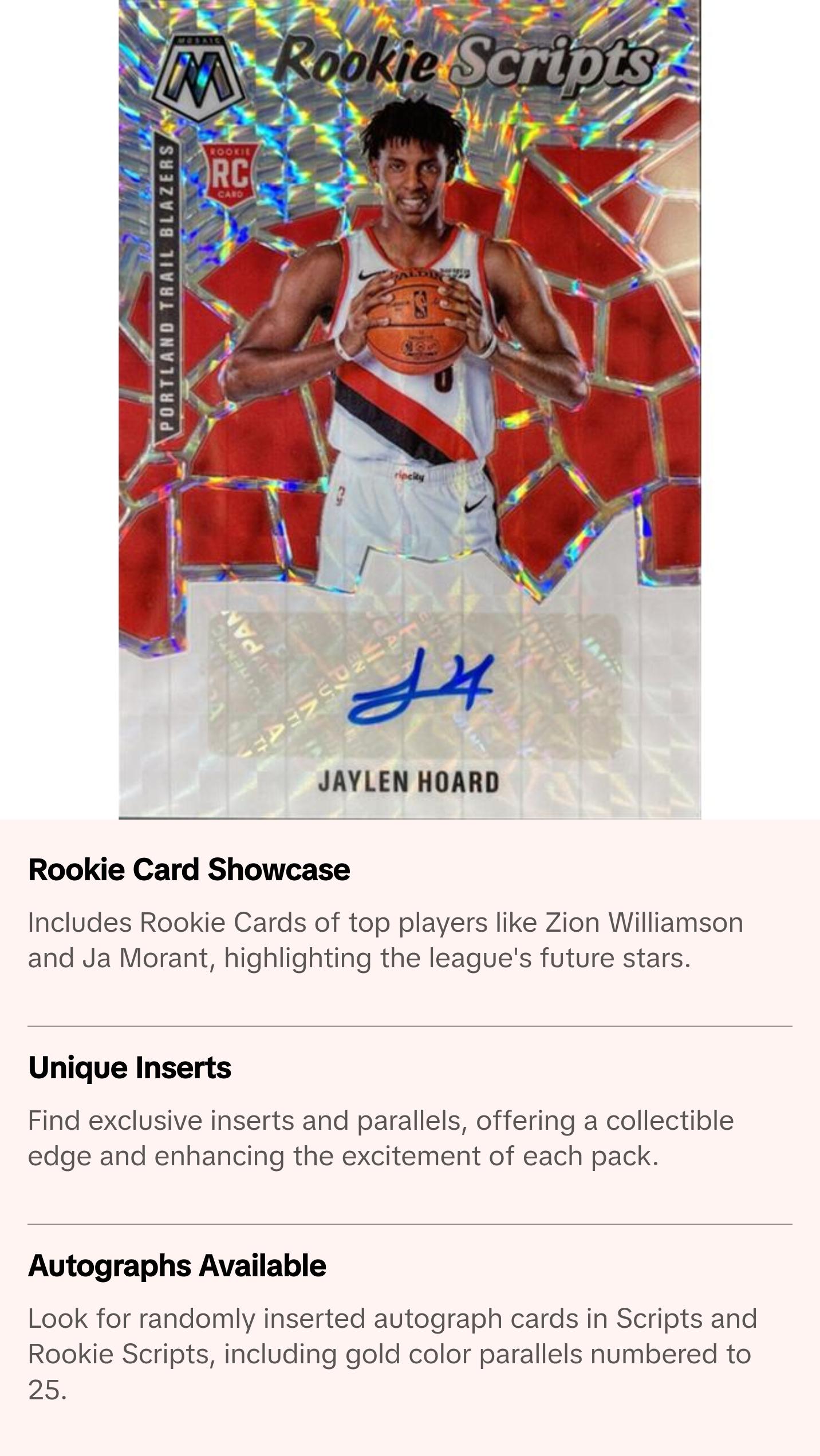 2019-20 Panini Mosaic Basketball Multi-Pack (15 Cards)