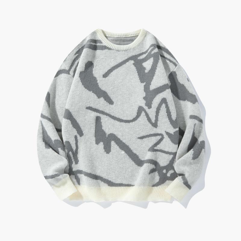 #Springfresh Men's Knitted Long Sleeve Sweater Crew Neck Y2K Graphic Casual Regular Fit Jumper for Fall & Winter Stylish Breathable Pullover Sweater Menswear Outfit Stylish Tops Grey Chinos Aesthetic Loose Fit Crewneck Fashionable Knitwear SpringStatement