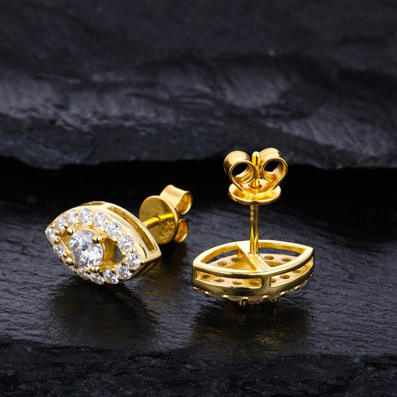 【#E580】Eye-shaped earrings UCCIYO Synthetic Moissanite Earrings For Women 925 Sterling Silver Stud Earring Men Hip Hop Jewelry Couple Gift Halloween