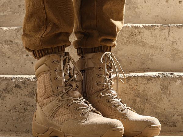 NORTIV 8 Men's Tactical Research Boots - Breathable & Abrasion-Resistant Leather - Non-Slip Working Shoes - Round Toe - Laces & Zipper Closure - Winter Outdoor & Indoor Activities - Sand Worker Footwear